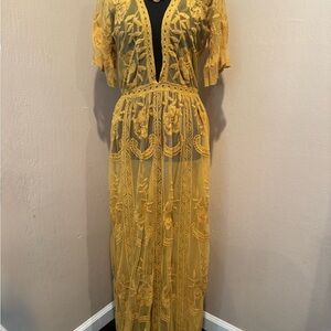 Honey Gold  Lace Embroidered Maxi Dress